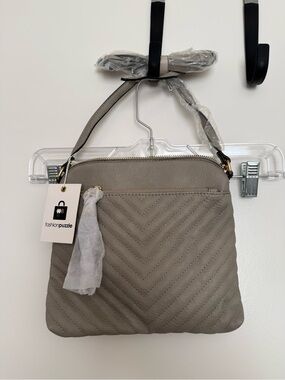 Gray Quilted Crossbody Bag